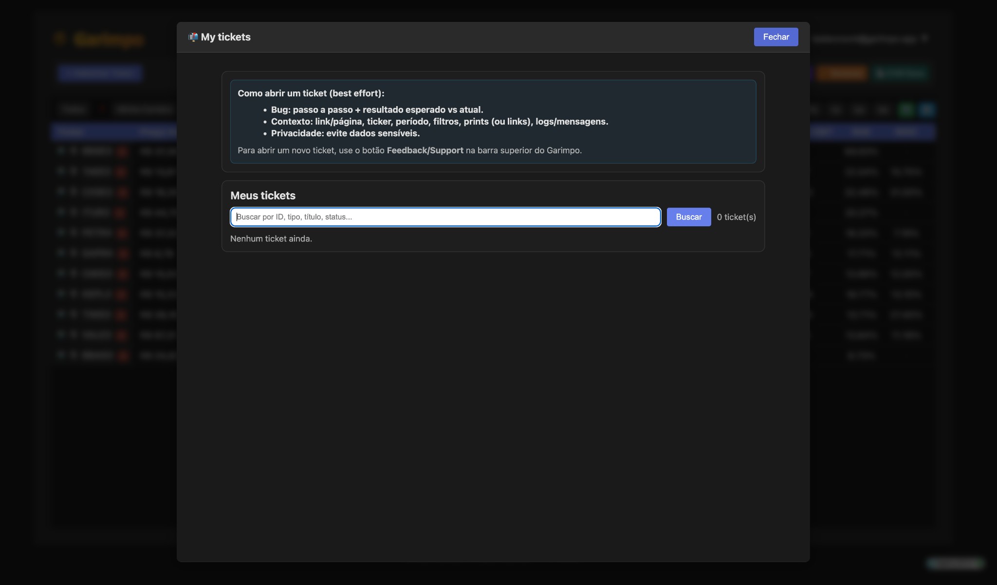 Support (My Tickets)